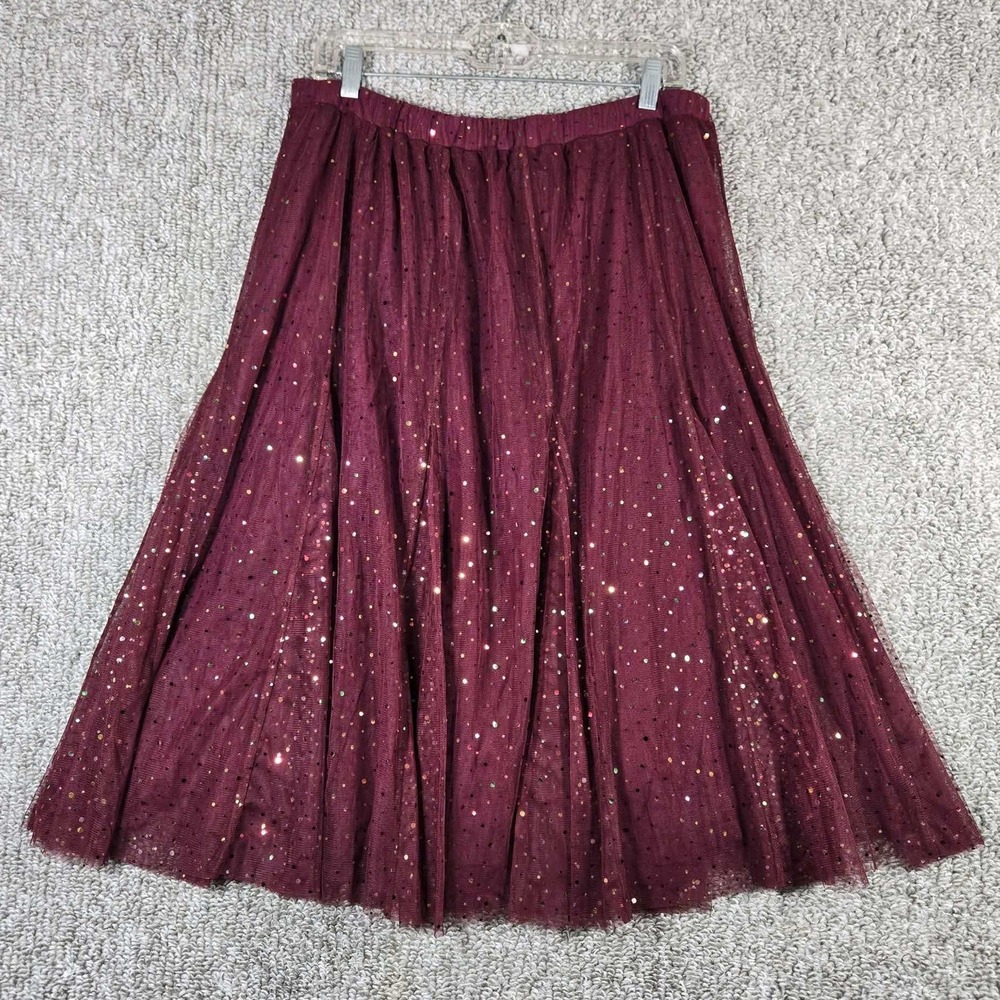 HD in Paris Anthropologie Tulle Skirt Wine Sequin Whimsigoth Women Large